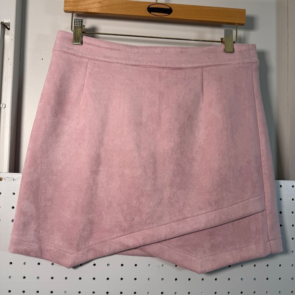 BB Dakota Steve Madden Mini Skirt Women's Pink Stretch Asymmetric Hem Zipper - 8